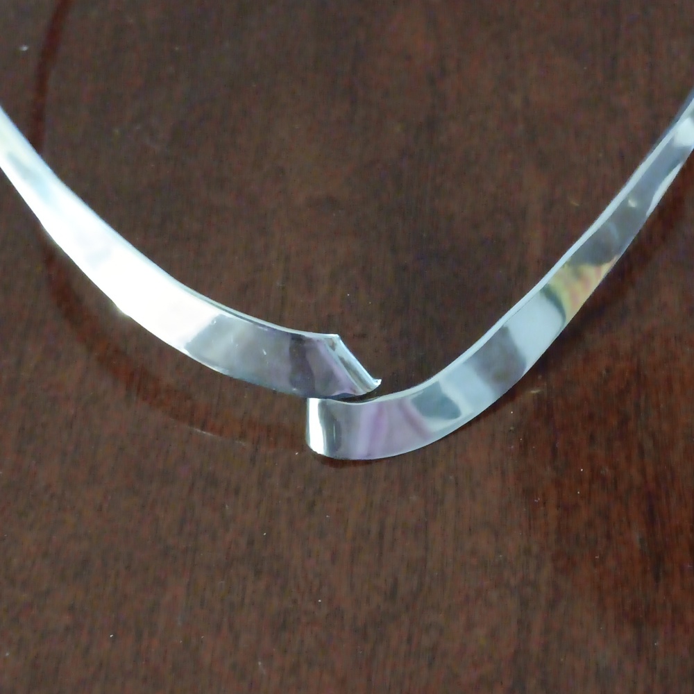 Modernist sterling collar twist chocker necklace handmade - Picture 3 of 7